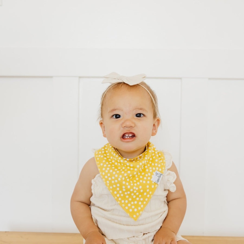 💙2/$10 Copper Pearl Yellow and White Polka Dot Bandana Bib